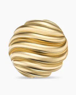 Sculpted Cable Stud Earrings 18K Yellow Gold, 14mm