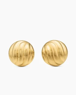 Sculpted Cable Stud Earrings 18K Yellow Gold, 8mm