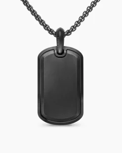 Sculpted Cable Tag Black Titanium with Black Diamonds, 35mm