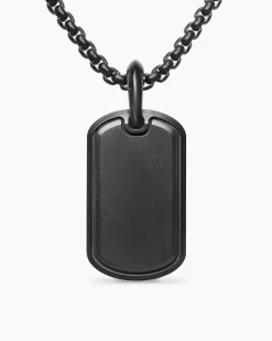 Sculpted Cable Tag Black Titanium with Black Diamonds, 27mm