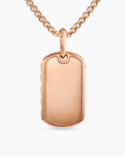 Sculpted Cable Tag 18K Rose Gold with Cognac Diamonds, 35mm