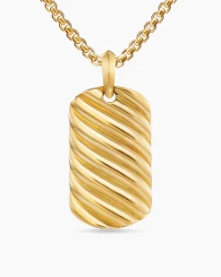 Sculpted Cable Tag 18K Yellow Gold, 35mm