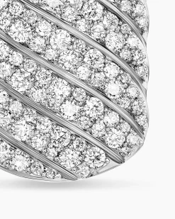 Sculpted Cable Tag Sterling Silver with Diamonds, 27mm
