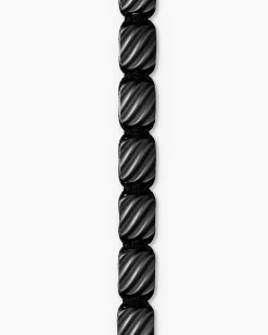 Sculpted Cable Woven Tile Bracelet Black Titanium with Sterling Silver and Black Nylon, 8.5mm