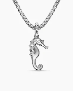 Seahorse Amulet Sterling Silver with Diamonds, 22mm