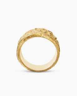 Shipwreck Cigar Band Ring 18K Yellow Gold, 15mm