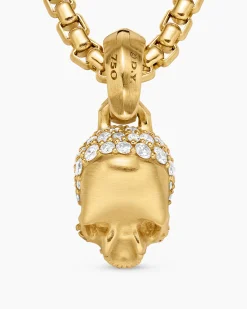 Skull Amulet Full Pavé Diamonds and 18K Yellow Gold, 14mm