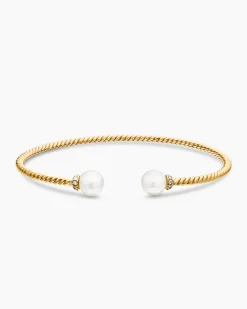Solari Cablespira® Bracelet 18K Yellow Gold with Pearls and Diamonds, 2.3mm