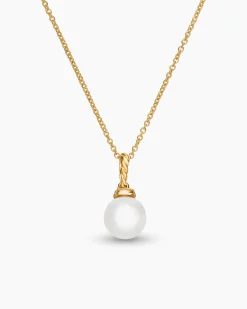Solari Pendant Necklace 18K Yellow Gold with Pearl and Diamonds, 8mm