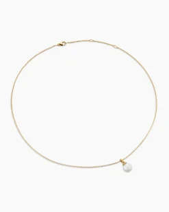 Solari Pendant Necklace 18K Yellow Gold with Pearl and Diamonds, 8mm