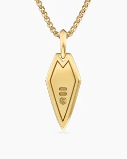 Spearpoint Amulet 18K Yellow Gold with Forged Carbon, 27mm