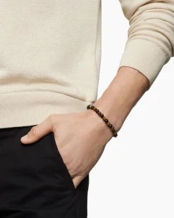Spiritual Beads Alternating Bracelet Sterling Silver with Black Onyx and Tiger’s Eye, 6mm