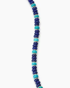 Spiritual Beads Bracelet 18K Yellow Gold with Lapis and Turquoise, 4mm