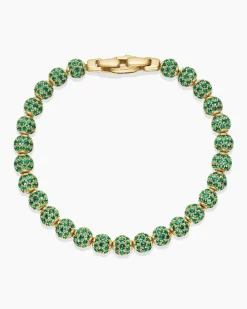 Spiritual Beads Bracelet 18K Yellow Gold and Pavé Emeralds, 6mm