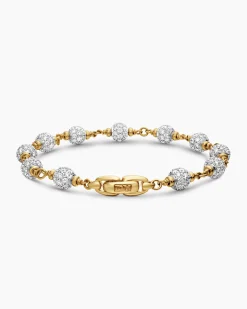 Spiritual Beads Bracelet 18K Yellow Gold with Diamonds, 6mm