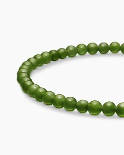 Spiritual Beads Bracelet Nephrite Jade and 18K Yellow Gold, 4mm