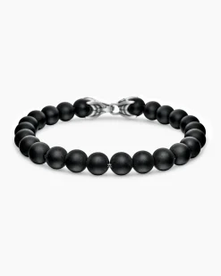 Spiritual Beads Bracelet Sterling Silver with Black Onyx, 8mm