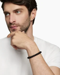 Spiritual Beads Bracelet Sterling Silver with Black Onyx, 8mm