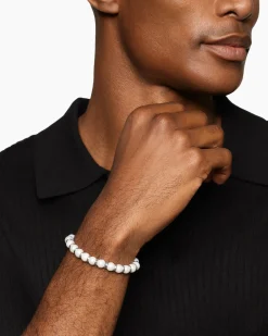 Spiritual Beads Bracelet Sterling Silver with Pearls, 8mm