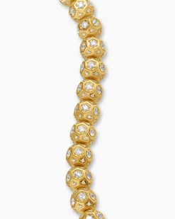 Spiritual Beads Faceted Bracelet 18K Yellow Gold with Pavé Diamonds, 8mm