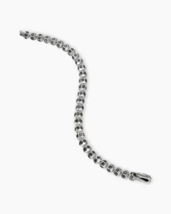 Spiritual Beads Faceted Bracelet Sterling Silver with Pavé Black Diamonds, 6mm