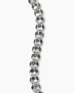 Spiritual Beads Faceted Bracelet Sterling Silver with Pavé Black Diamonds, 6mm