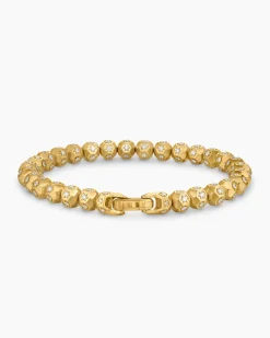 Spiritual Beads Faceted Bracelet 18K Yellow Gold with Pavé Diamonds, 6mm