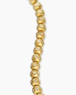 Spiritual Beads Faceted Bracelet 18K Yellow Gold with Pavé Diamonds, 6mm