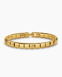 Spiritual Beads Flat Bead Bracelet 18K Yellow Gold, 8mm