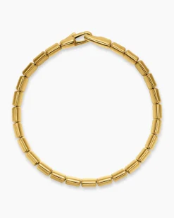 Spiritual Beads Flat Bead Bracelet 18K Yellow Gold, 8mm