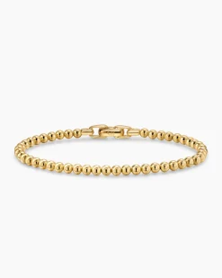 Spiritual Beads Metal Bead Bracelet 18K Yellow Gold, 4mm