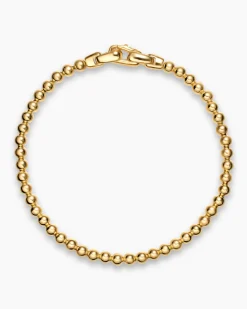 Spiritual Beads Metal Bead Bracelet 18K Yellow Gold, 4mm