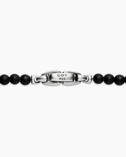 Spiritual Beads Necklace Black Onyx with Sterling Silver, 4mm