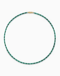 Spiritual Beads Necklace 18K Yellow Gold with Malachite and Turquoise, 4mm