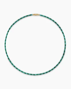 Spiritual Beads Necklace 18K Yellow Gold with Malachite and Turquoise, 4mm