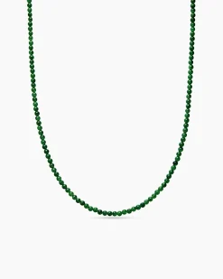 Spiritual Beads Necklace Nephrite Jade and 18K Yellow Gold, 4mm