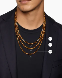 Spiritual Beads Necklace Sterling Silver with Black Spinel, 5mm