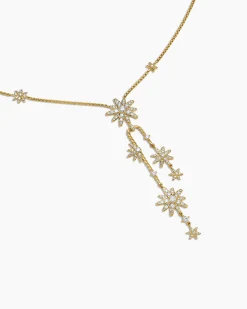 Starburst Cluster Necklace 18K Yellow Gold with Diamonds, 66mm