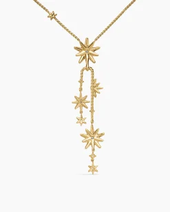 Starburst Cluster Necklace 18K Yellow Gold with Diamonds, 66mm