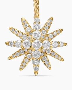 Starburst Double Drop Earrings 18K Yellow Gold with Diamonds, 32.5mm