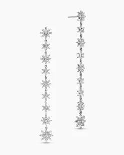 Starburst Drop Earrings 18K White Gold with Diamonds, 70.9mm