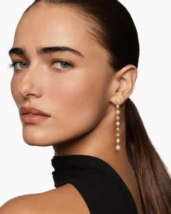 Starburst Drop Earrings 18K Yellow Gold with Diamonds, 70.9mm