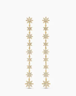 Starburst Drop Earrings 18K Yellow Gold with Diamonds, 70.9mm