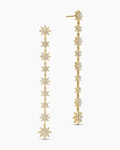 Starburst Drop Earrings 18K Yellow Gold with Diamonds, 70.9mm