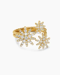 Starburst Multi Star Ring 18K Yellow Gold with Diamonds, 17.7mm