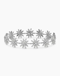 Starburst Pavé Tennis Bracelet 18K White Gold with Diamonds, 12.3mm