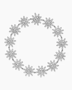 Starburst Pavé Tennis Bracelet 18K White Gold with Diamonds, 12.3mm