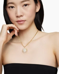 Starburst Pendant 18K Yellow Gold with Full Pavé Diamonds, 33.7mm