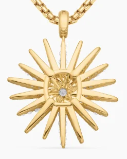 Starburst Pendant 18K Yellow Gold with Full Pavé Diamonds, 33.7mm