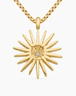 Starburst Pendant 18K Yellow Gold with Full Pavé Diamonds, 33.7mm